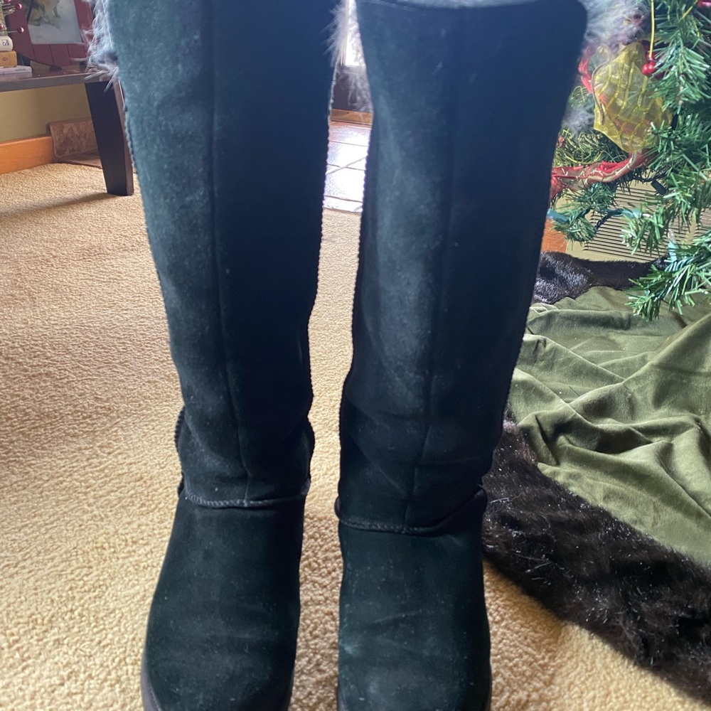 EUC UGG Rosalind pull on black tall boots-toscana silver gray/black fur cuff. - Picture 3 of 14